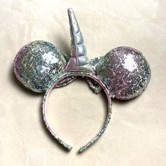 Disney Hat Headband Womens Unicorn Minnie Mouse Sequin Pastel Iridescent Ears - Picture 3 of 3